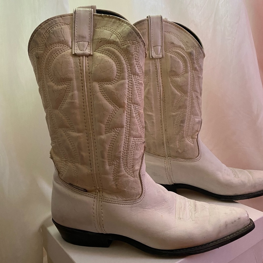 White leather Frontera Cowboy boots  🐖🐑🐓🐎🐄🌾 - Picture 3 of 8